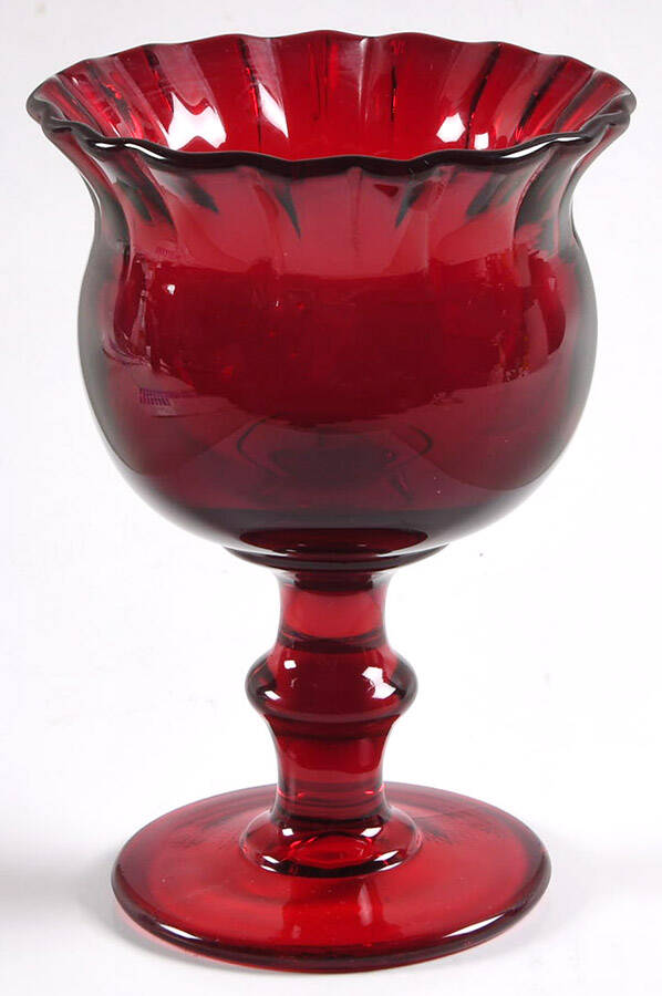 Hoffman House Ruby 6" Footed Crimped Vase by Imperial Glass-Ohio-1