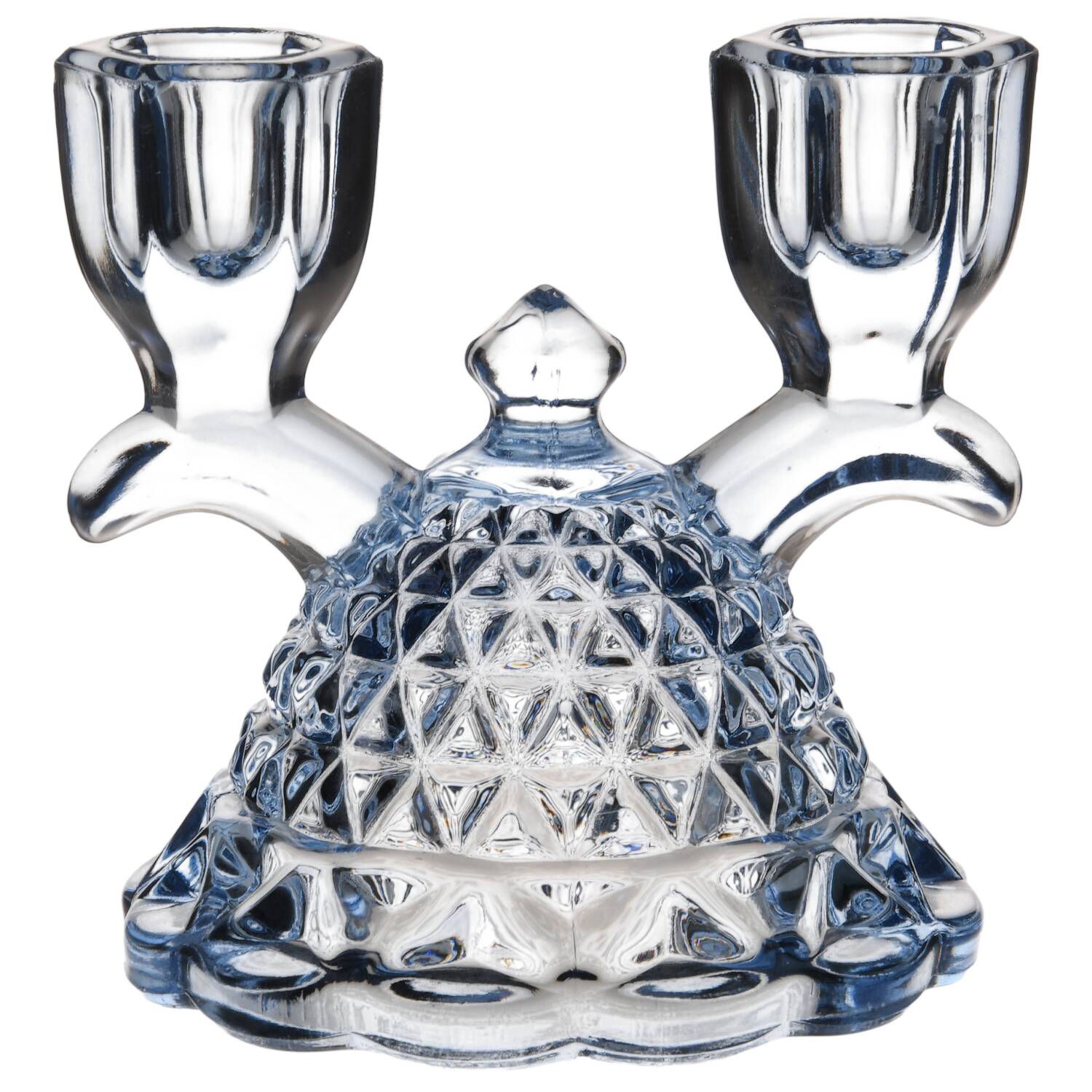 Laced Edge Blue Opalescent (Katy) Double Light Candlestick by Imperial Glass-Ohio-1