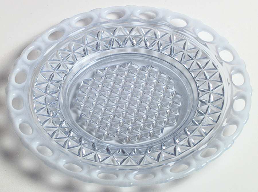 Laced Edge Blue Opalescent (Katy) 8" Salad Plate by Imperial Glass-Ohio-1