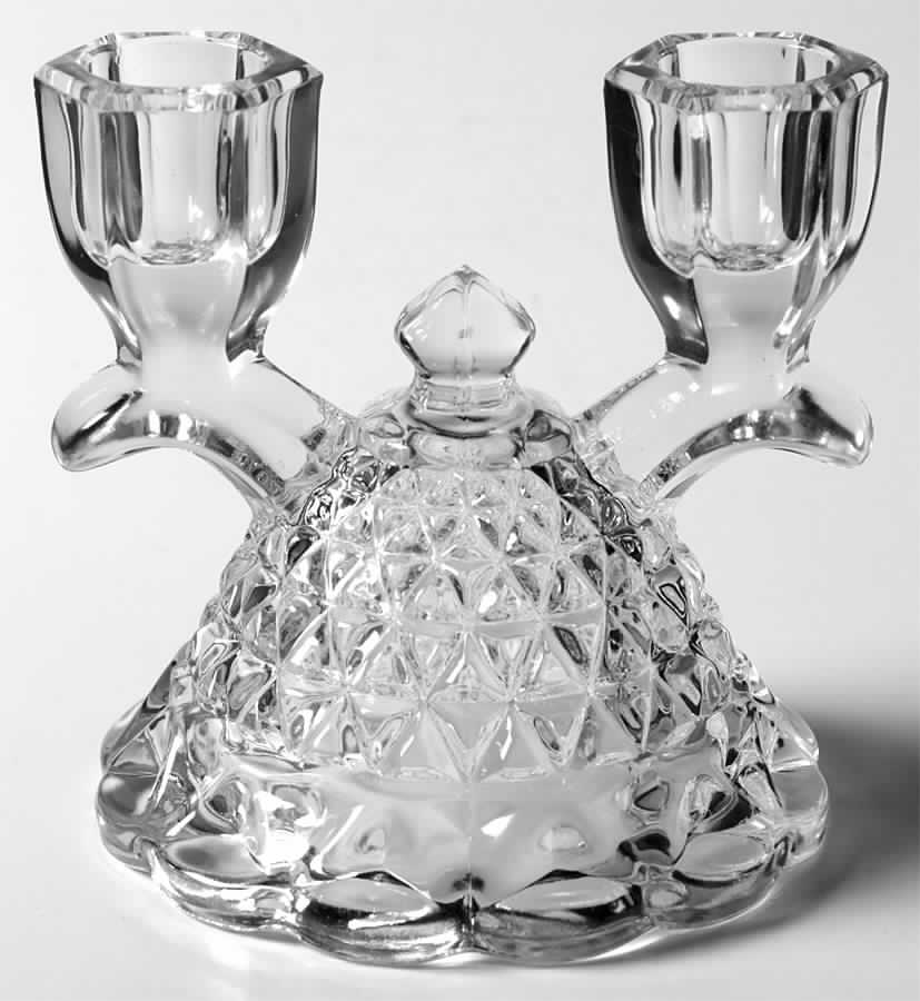 Laced Edge Clear Double Light Candlestick by Imperial Glass-Ohio-1