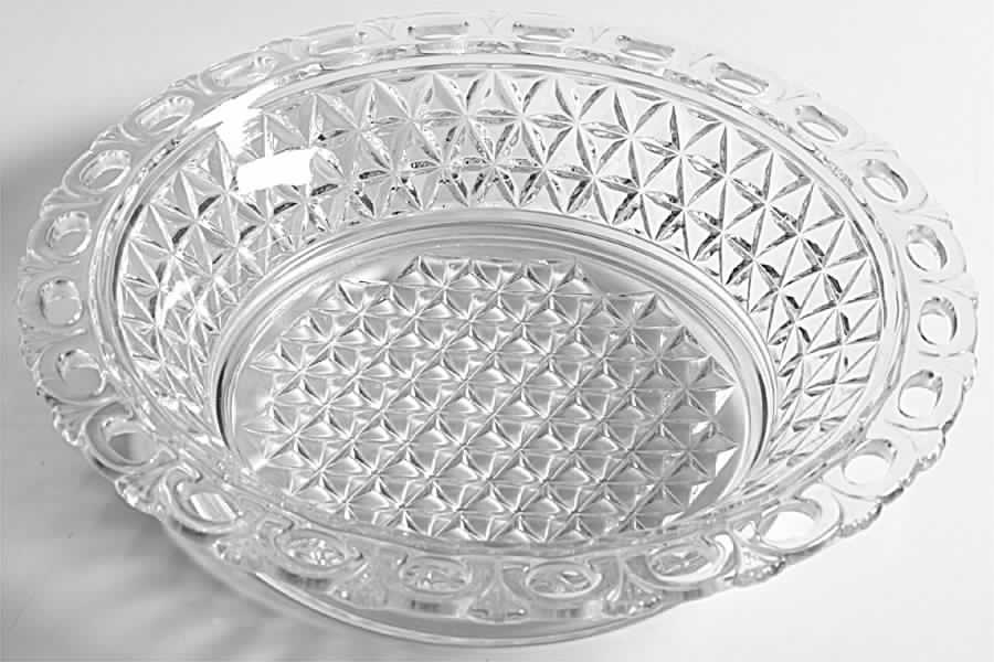 Laced Edge Clear 8" Shallow Round Bowl by Imperial Glass-Ohio-1