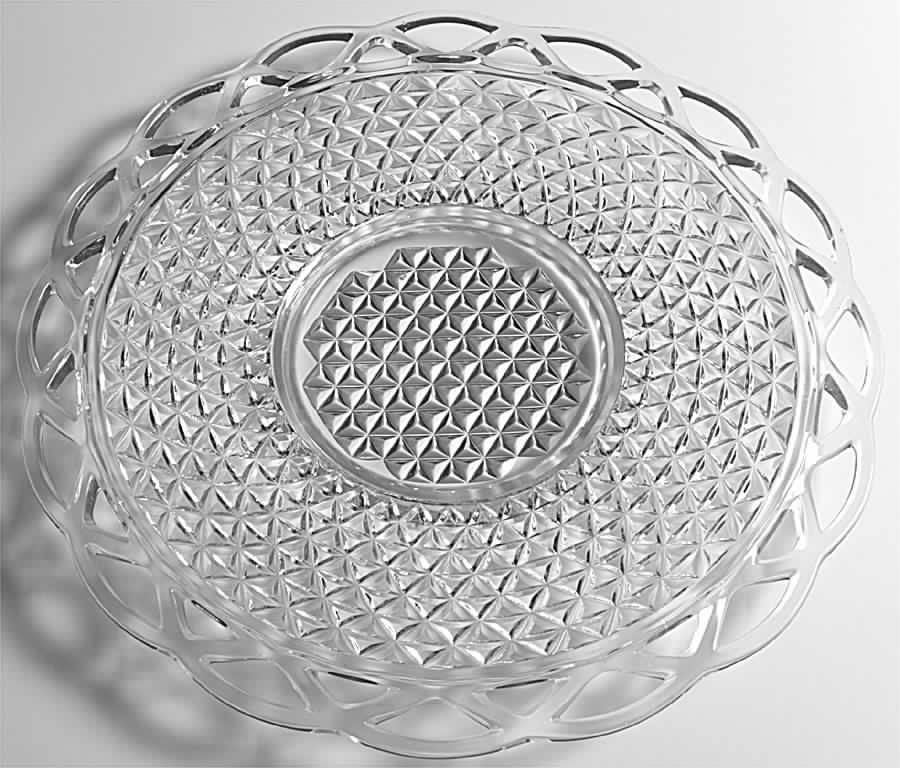 Laced Edge Clear 14" Sandwich Plate by Imperial Glass-Ohio-1