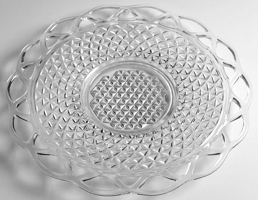 Laced Edge Clear 11" Sandwich Plate by Imperial Glass-Ohio-1