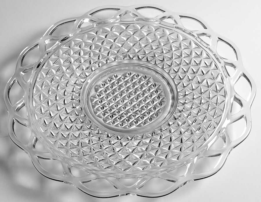 Laced Edge Clear 12" Sandwich Plate by Imperial Glass-Ohio-1