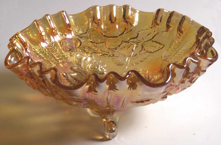 Lustre Rose Marigold 8" 3-Toed Footed Bowl by Imperial Glass-Ohio-1