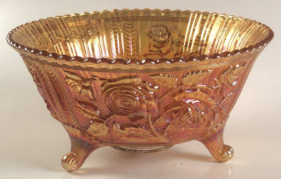 Lustre Rose Marigold Large Footed Fruit Bowl by Imperial Glass-Ohio-1
