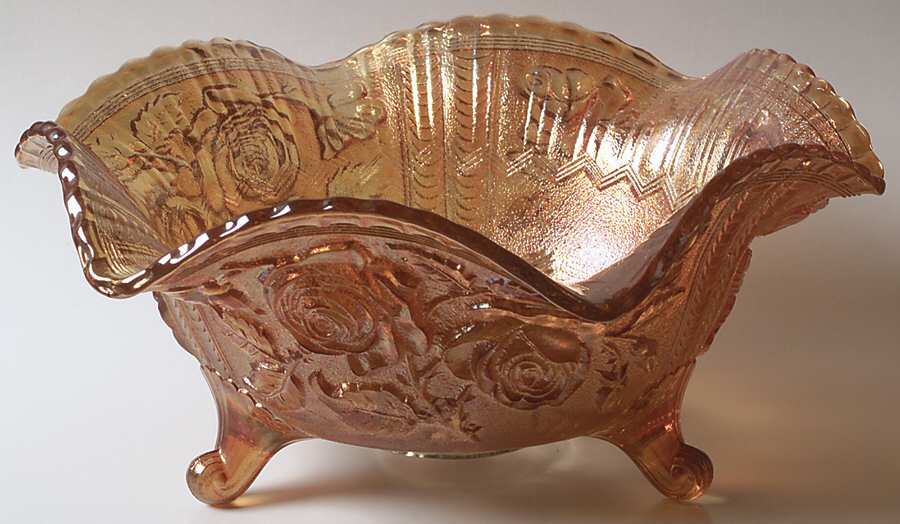 Lustre Rose Marigold 11" Footed Bowl by Imperial Glass-Ohio-1