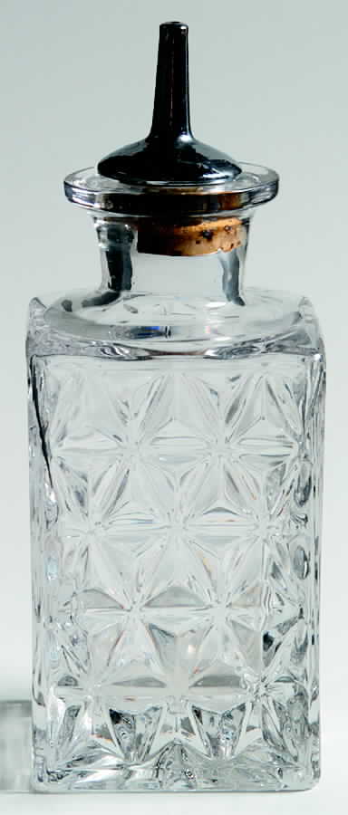 Mt. Vernon Clear (Crisscross Diamonds) Plain Bitters Bottle & Metal Tube by Imperial Glass-Ohio-1