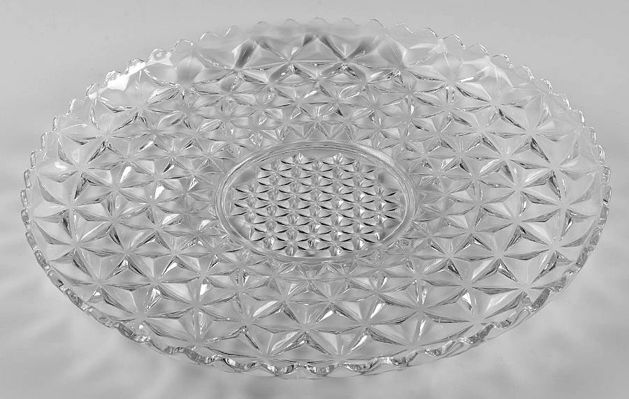 Mt. Vernon Clear (Crisscross Diamonds) Torte Plate by Imperial Glass-Ohio-1