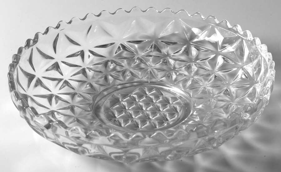 Mt. Vernon Clear (Crisscross Diamonds) 8" Shallow Round Bowl by Imperial Glass-Ohio-1