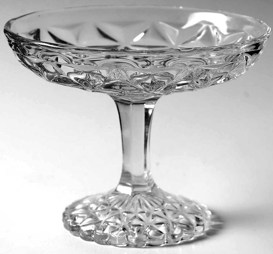 Mt. Vernon Clear (Crisscross Diamonds) Round Compote (Height X Width) by Imperial Glass-Ohio-1