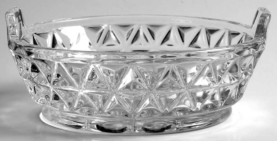 Mt. Vernon Clear (Crisscross Diamonds) Round Butter Dish No Lid by Imperial Glass-Ohio-1