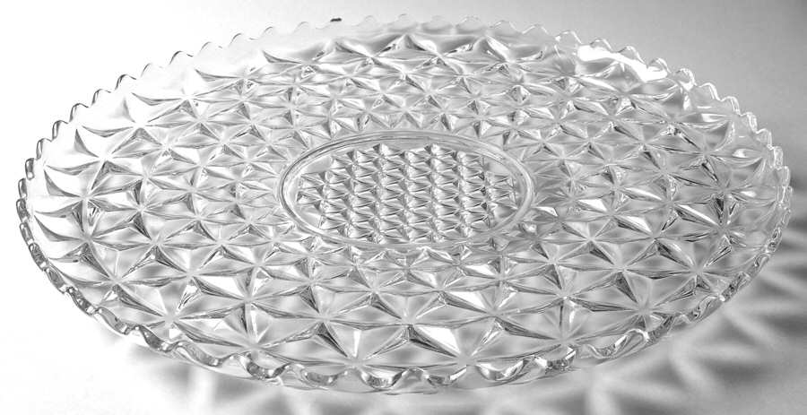Mt. Vernon Clear (Crisscross Diamonds) Punch Bowl Underplate by Imperial Glass-Ohio-1