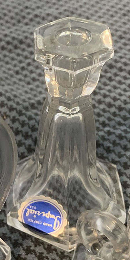 Old Williamsburg Clear 3" Miniature Candlestick by Imperial Glass-Ohio-1