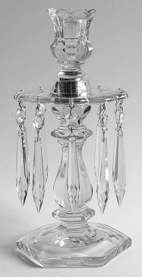 Old Williamsburg Clear 9" Candlestick  W/10 Prisms by Imperial Glass-Ohio-1