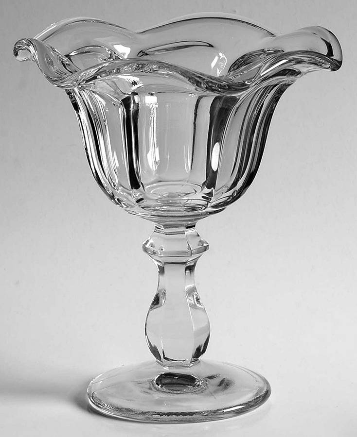 Old Williamsburg Clear Crimped Round Compote (Height X Width) by Imperial Glass-Ohio-1