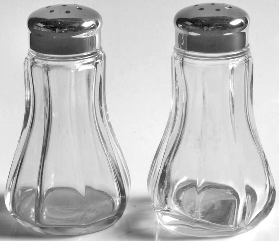 Old Williamsburg Clear Shaker Set w/Metal Lids by Imperial Glass-Ohio-1