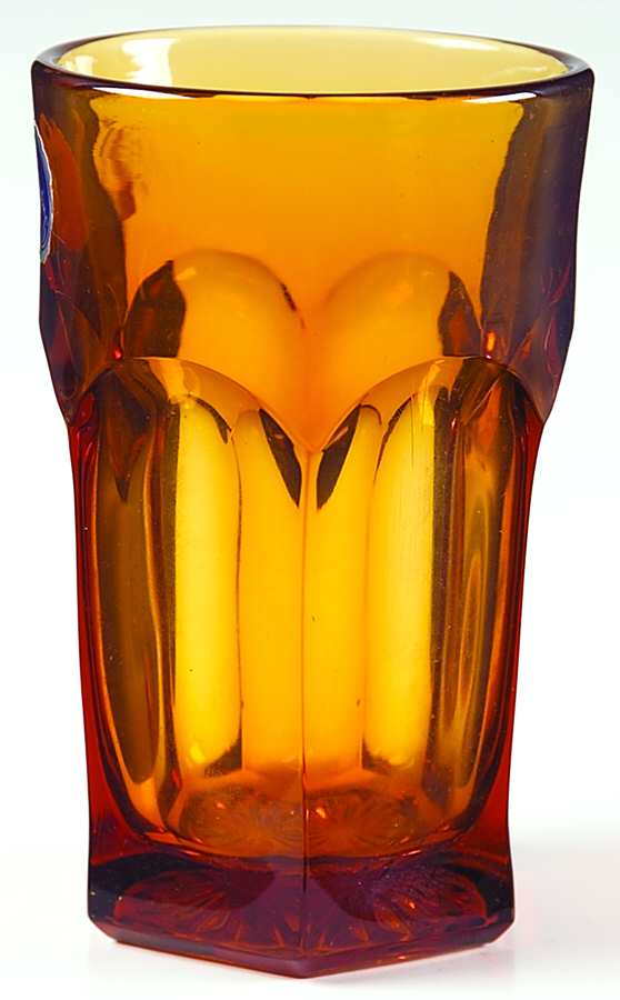 Old Williamsburg Amber 11 Oz Flat Tumbler by Imperial Glass-Ohio-1
