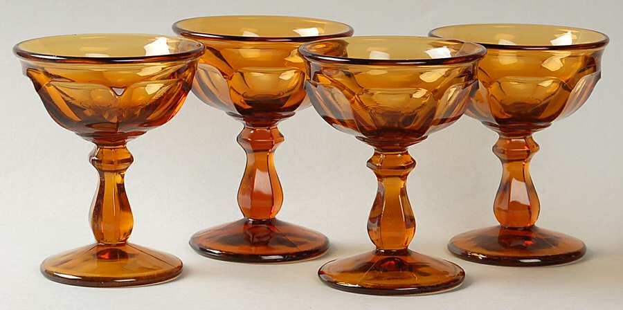 Old Williamsburg Amber Champagne Tall Sherbet - Set of 4 by Imperial Glass-Ohio-1