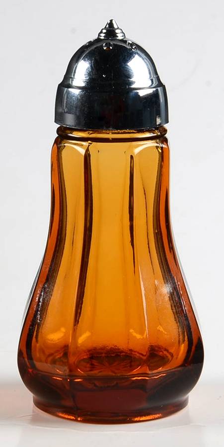 Old Williamsburg Amber Shaker & Plastic Lid by Imperial Glass-Ohio-1