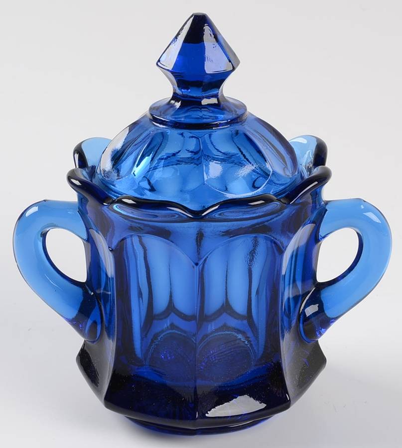 Old Williamsburg Deep Blue Ultra Sugar Bowl & Lid by Imperial Glass-Ohio-1