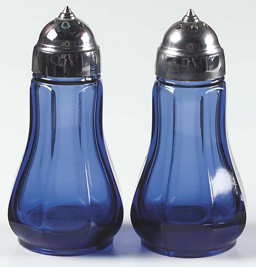 Old Williamsburg Deep Blue Ultra Shaker Set & Plastic Lids by Imperial Glass-Ohio-1