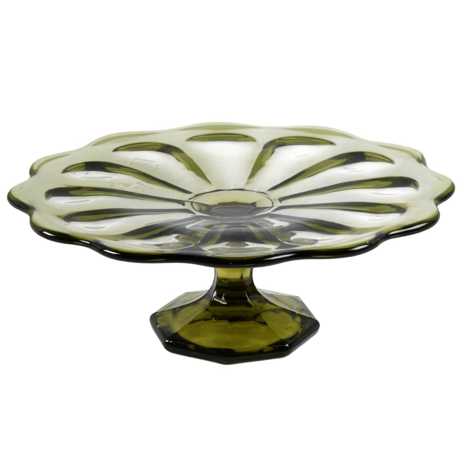 Old Williamsburg Verde Green Round Cake Stand by Imperial Glass-Ohio-1
