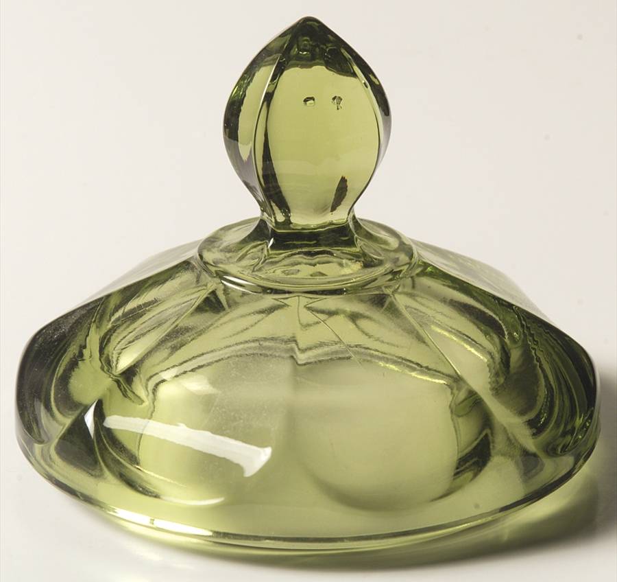 Old Williamsburg Verde Green Lid for 12 Oz Candy Jar by Imperial Glass-Ohio-1