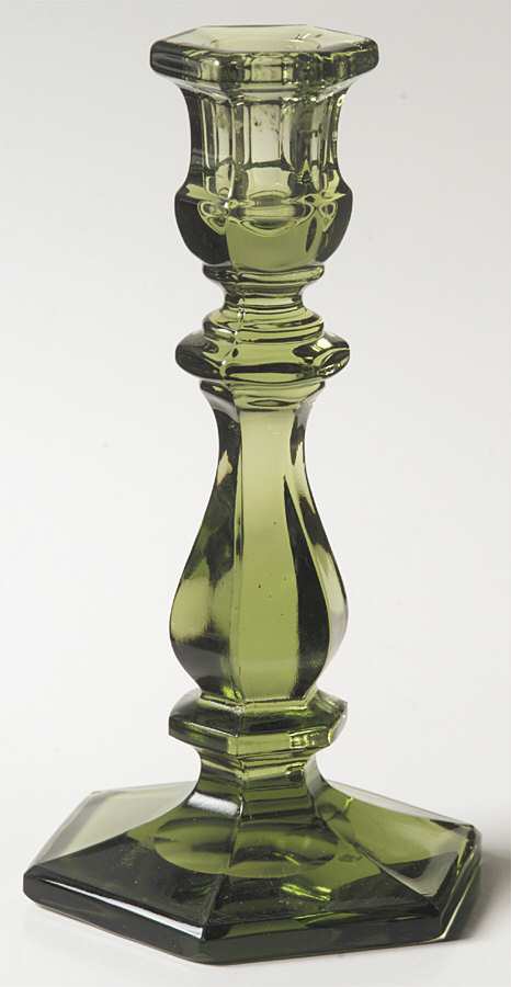 Old Williamsburg Verde Green Tall Single Light Candlestick by Imperial Glass-Ohio-1