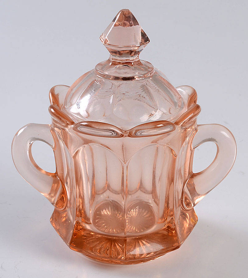 Old Williamsburg Light Pink Sugar Bowl & Lid by Imperial Glass-Ohio-1