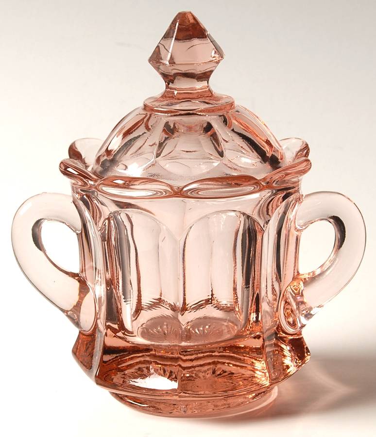 Old Williamsburg Peach Sugar Bowl & Lid by Imperial Glass-Ohio-1