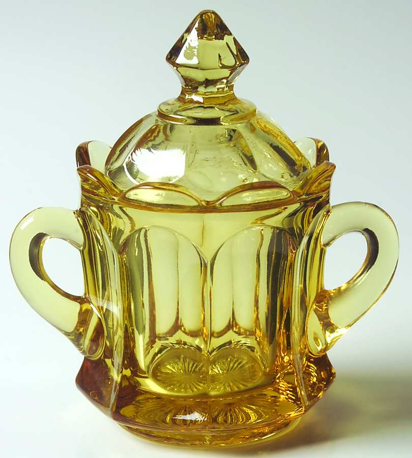 Old Williamsburg Yellow Sugar Bowl & Lid by Imperial Glass-Ohio-1
