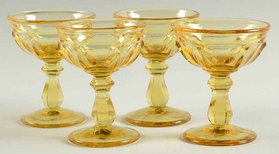Old Williamsburg Yellow Champagne Tall Sherbet - Set of 4 by Imperial Glass-Ohio-1