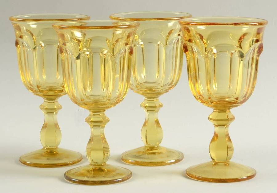 Old Williamsburg Yellow Water Goblet - Set of 4 by Imperial Glass-Ohio-1