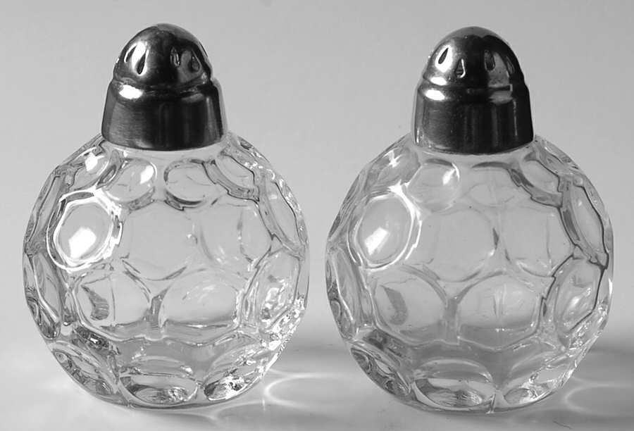 Provincial Clear Shaker Set w/Metal Lids by Imperial Glass-Ohio-1