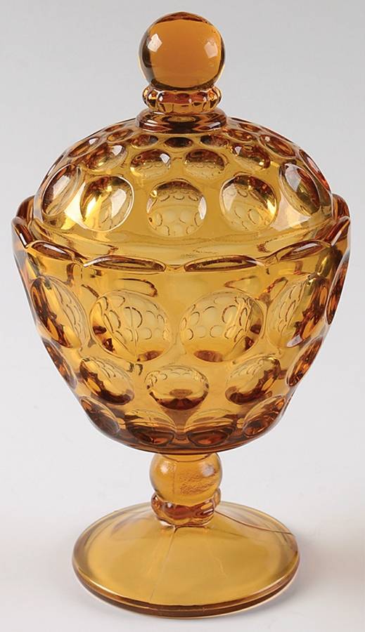 Provincial Amber Tall Footed Candy Box with Lid by Imperial Glass-Ohio-1