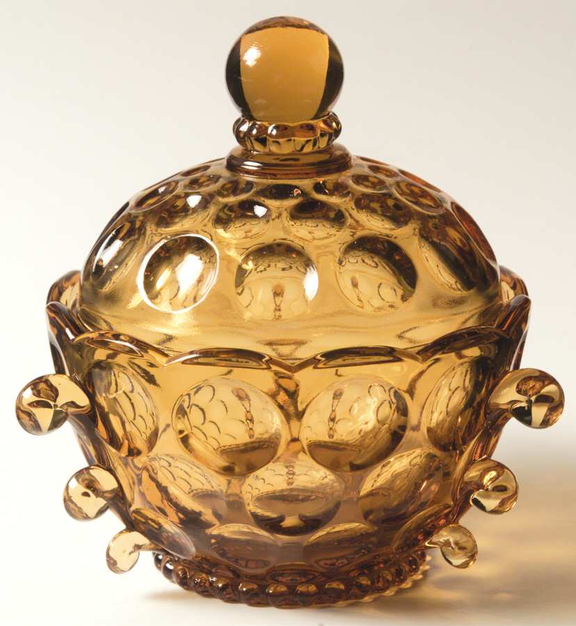 Provincial Amber Candy Box & Lid by Imperial Glass-Ohio-1