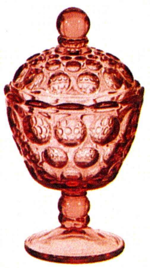 Provincial Pink Tall Footed Candy Box with Lid by Imperial Glass-Ohio-1