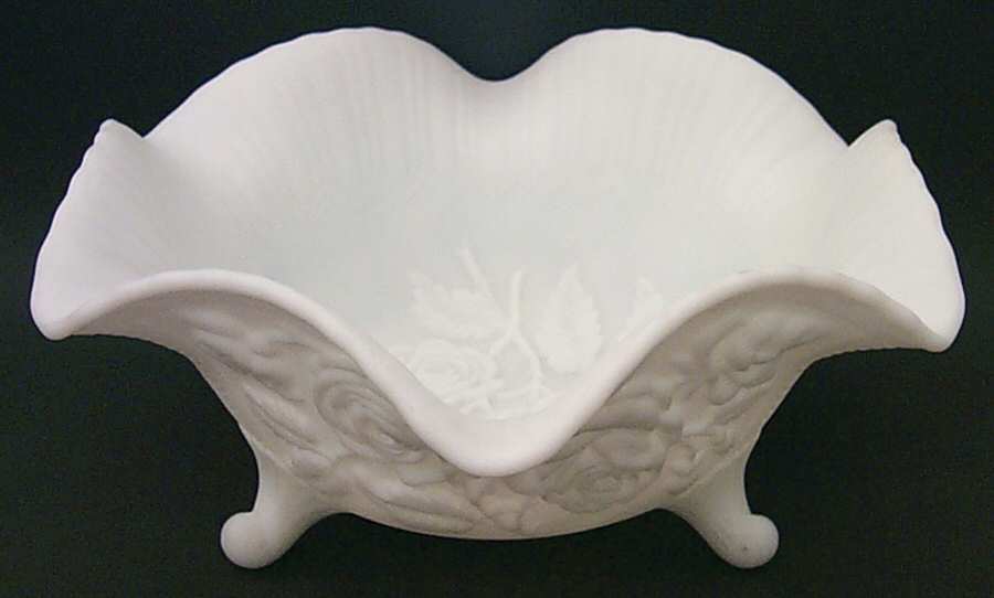 Rose Milk Glass (Doeskin-Satin) 11" 3-Toed Footed Bowl by Imperial Glass-Ohio-1