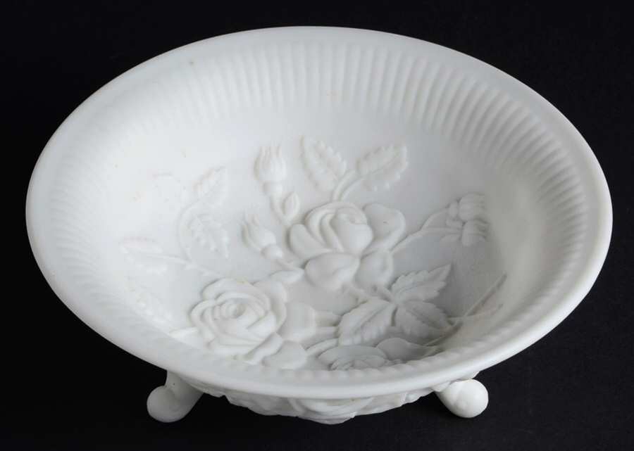 Rose Milk Glass (Doeskin-Satin) 7" 3-Toed Footed Bowl by Imperial Glass-Ohio-1
