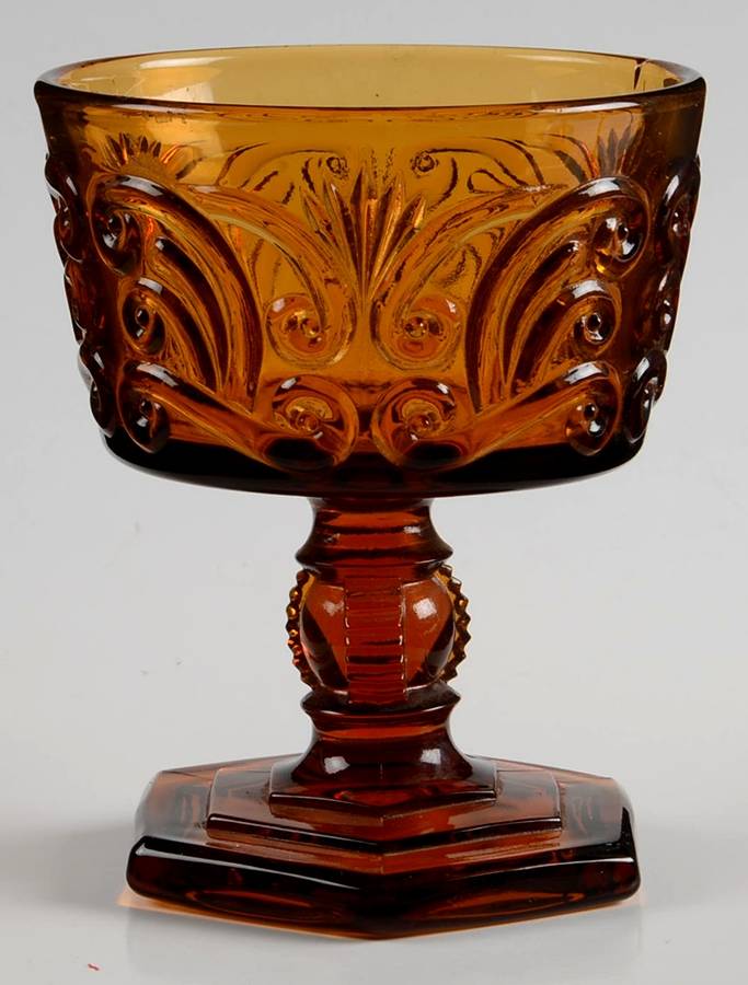 Scroll Amber Champagne/Tall Sherbet by Imperial Glass-Ohio-1