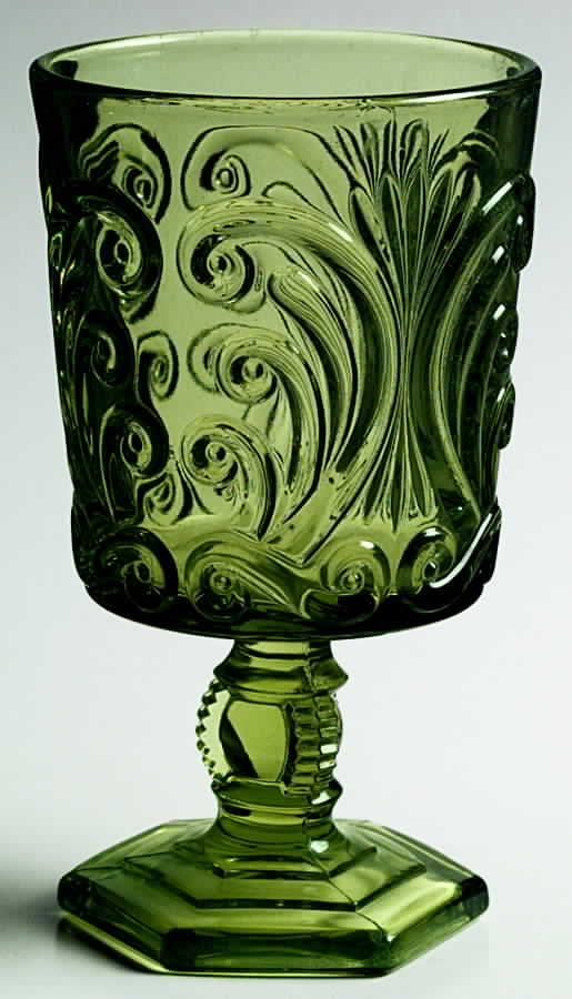 Scroll Verde Green Water Goblet by Imperial Glass-Ohio-1