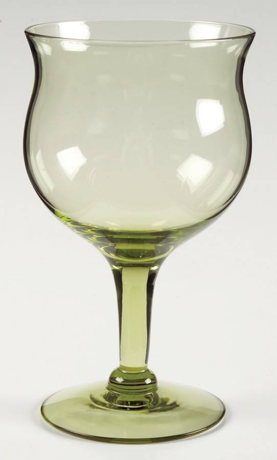 Skanda Green (Plain) Water Goblet by Imperial Glass-Ohio-1