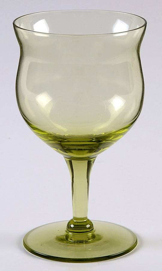 Skanda Green (Plain) Wine Glass by Imperial Glass-Ohio-1