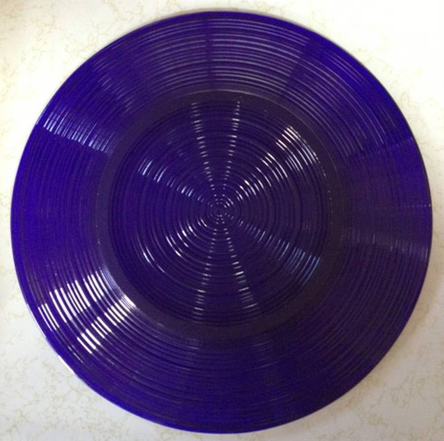 Spun Cobalt Blue 13" Sandwich Plate by Imperial Glass-Ohio-1