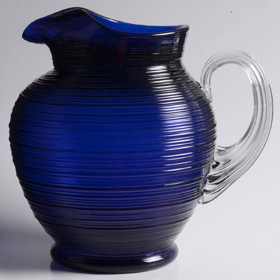 Spun Cobalt Blue 72 Oz Ice Lip Pitcher by Imperial Glass-Ohio-1