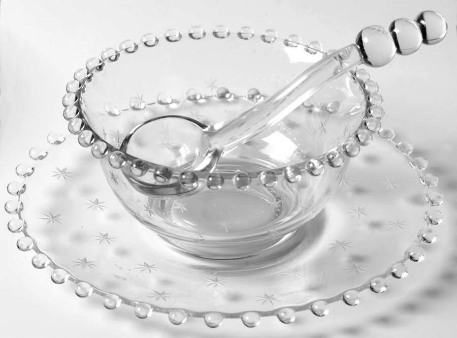 Starlight Mayonnaise Bowl, Underplate and Ladle by Imperial Glass-Ohio-1