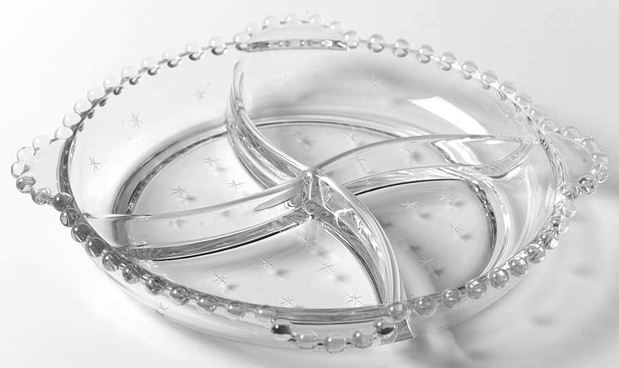 Starlight 9" Round 4 Part Relish by Imperial Glass-Ohio-1