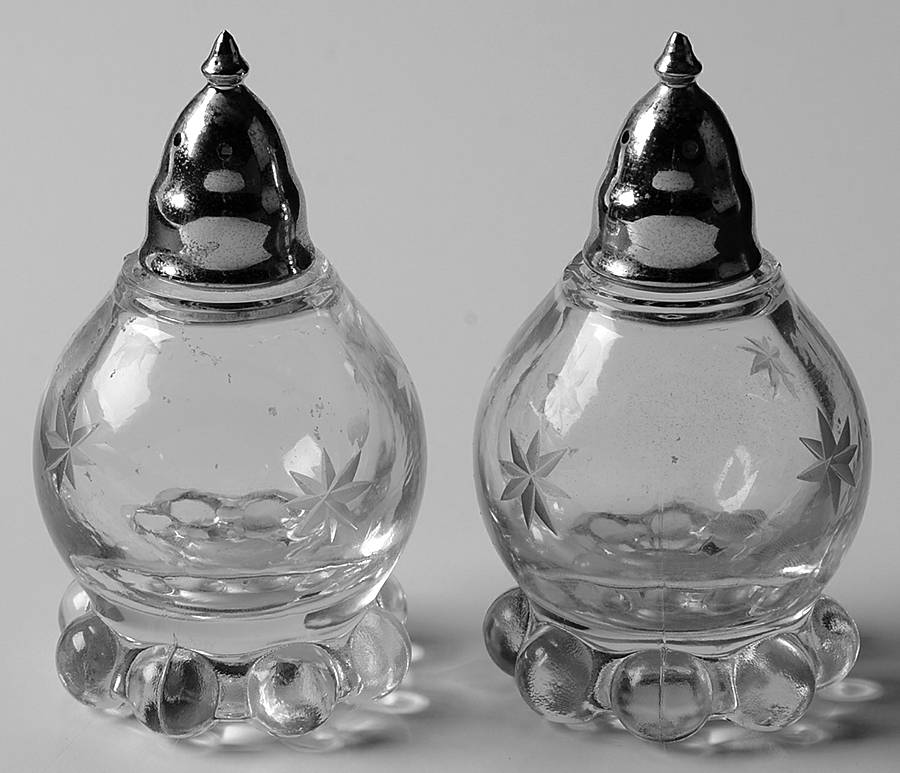 Starlight Footed Shaker Set & Metal Lids by Imperial Glass-Ohio-1