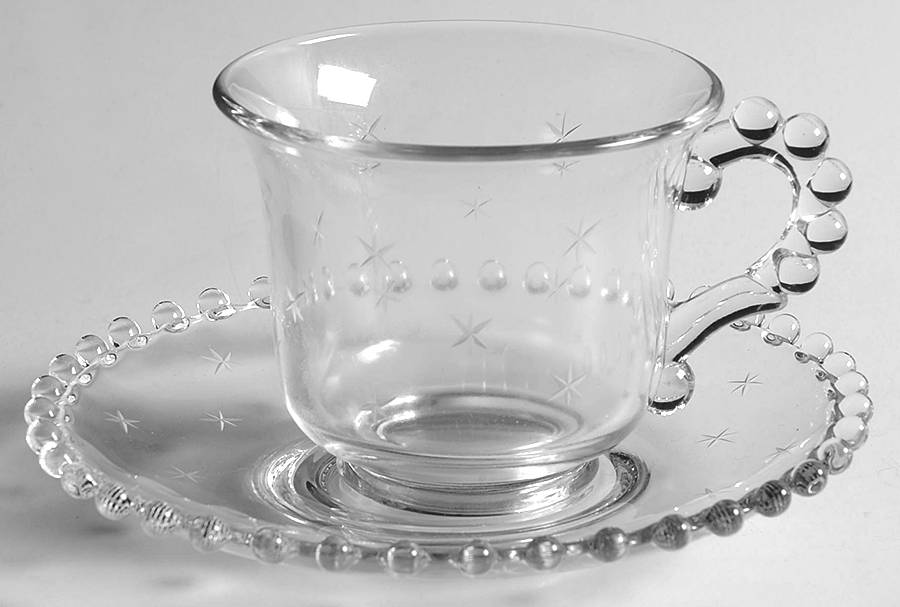Starlight Footed Cup & Saucer Set by Imperial Glass-Ohio-1